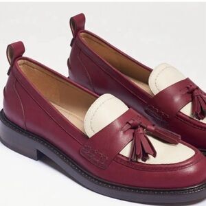 Sam Edelman Burgundy and Cream Tassel Cagliari Loafers Size 8